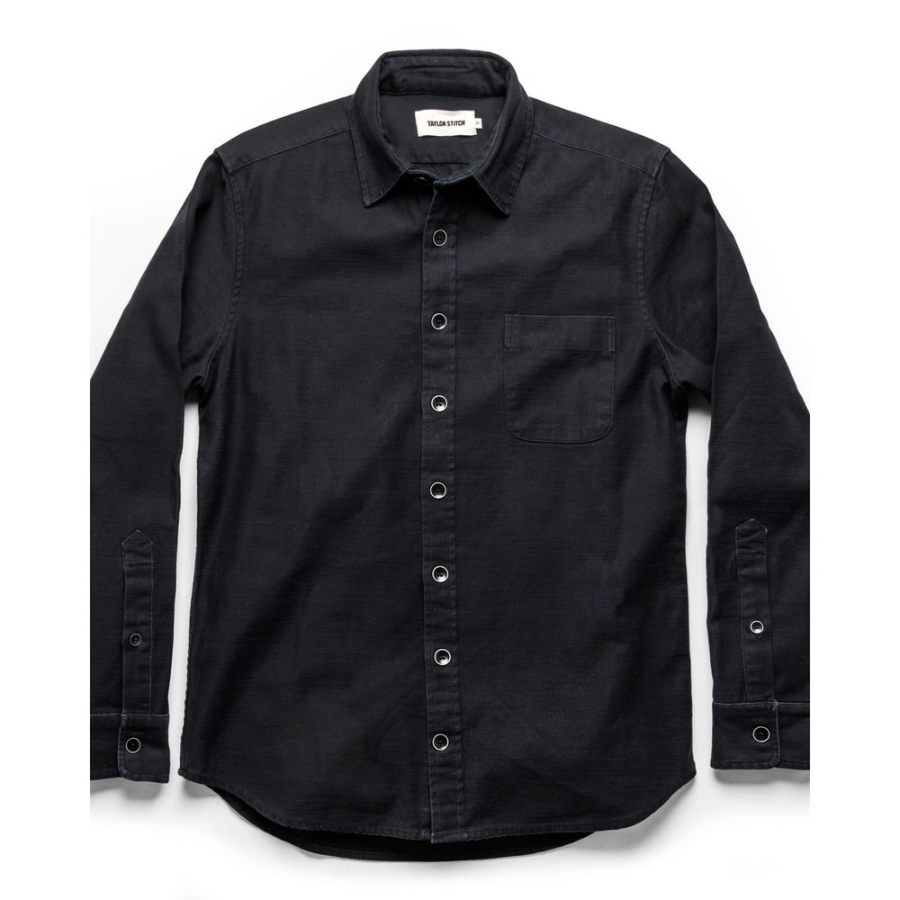 Taylor Stitch The Mechanic Shirt Black Sateen Cotton Button Down Mens 40